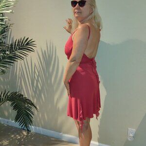 Super Sexy Moschino Open Back Pink Dress with Ruffle Details, IT Sz 42